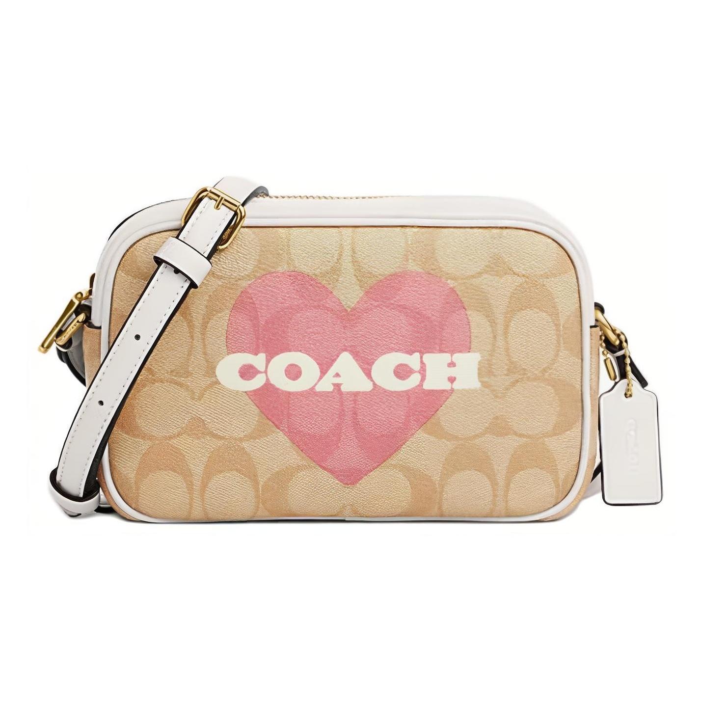 

Coach Jamie 21 Classic Monogram Heart Non-Detachable Shoulder Strap Zipper Closure Synthetic Leather Shoulder Crossbody Bag Small CO939-IMOTV
