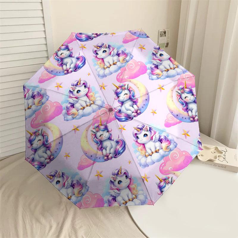 

1PC Unicorn Clouds Umbrella-8-Rib Reinforced Portable Folding Travel Suitable for All Seasons Outdoor Daily Use-G388