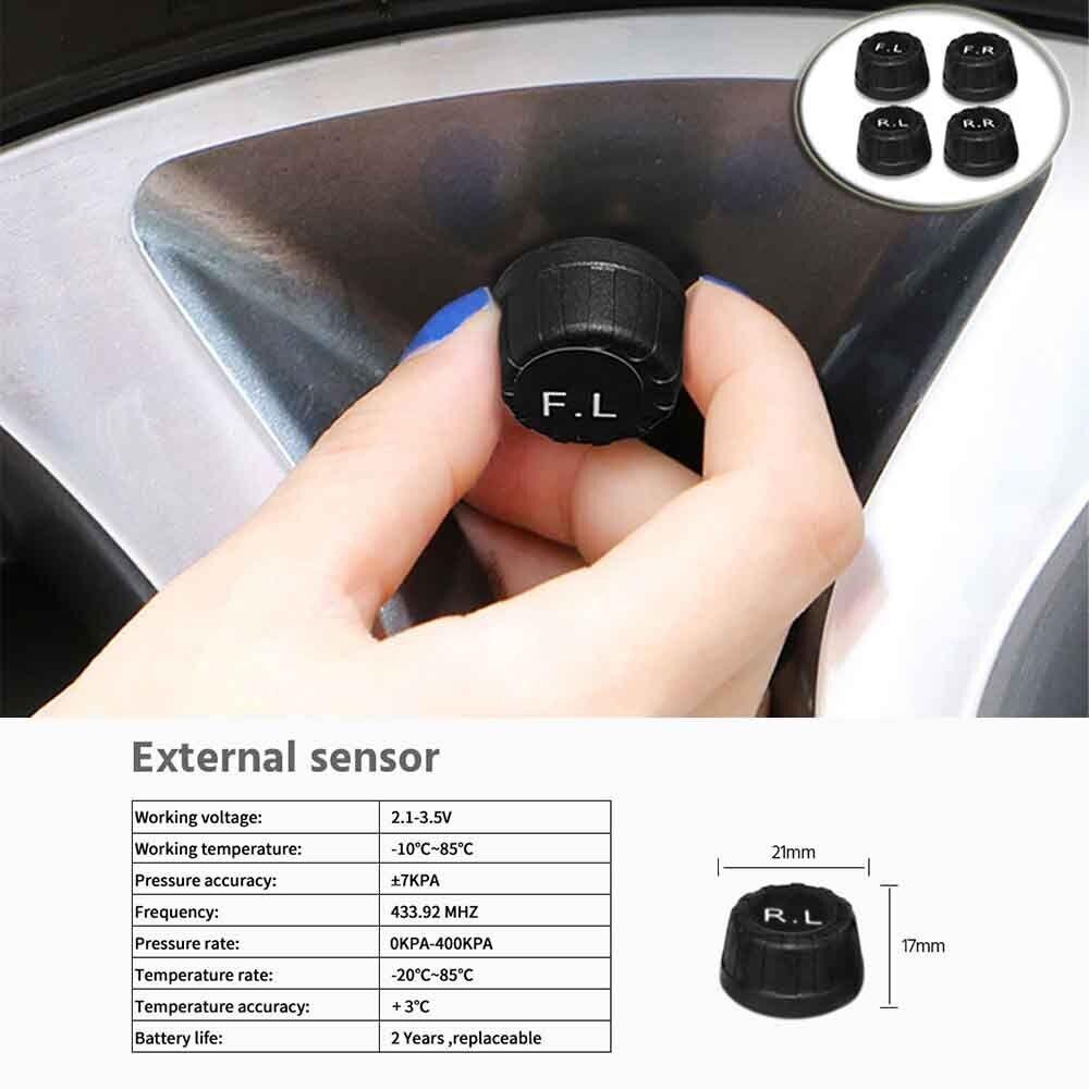 Solar TPMS Monitor System LCD Display Auto Security Alarm Systems Car Tire Pressure Alarm