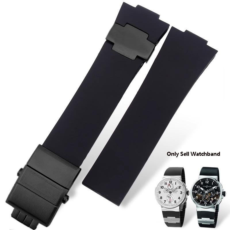 Uhrenarmband für Athens Observation Navigation 1183 Herren Damen Wasserdicht Für Ulysse Nardin Gummi Silikon Uhrenband 25mm