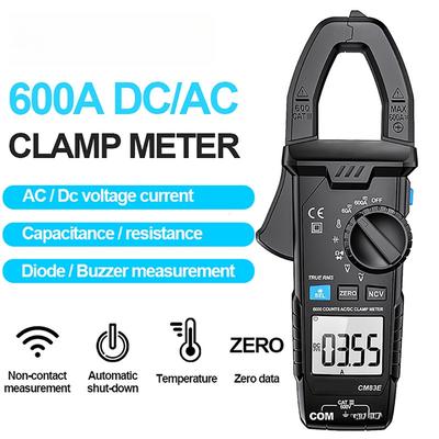 Digitální klešťový měřič AC/DC 600A NCV DC proudový klešťový multimetr Inteligentní proti přepálení Automatický rozsah Klešťový ampérmetr