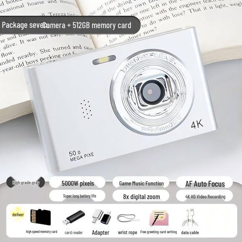 4K Digital Camera with Flip Screen for Selfies, 9600W HD High Pixel Quality