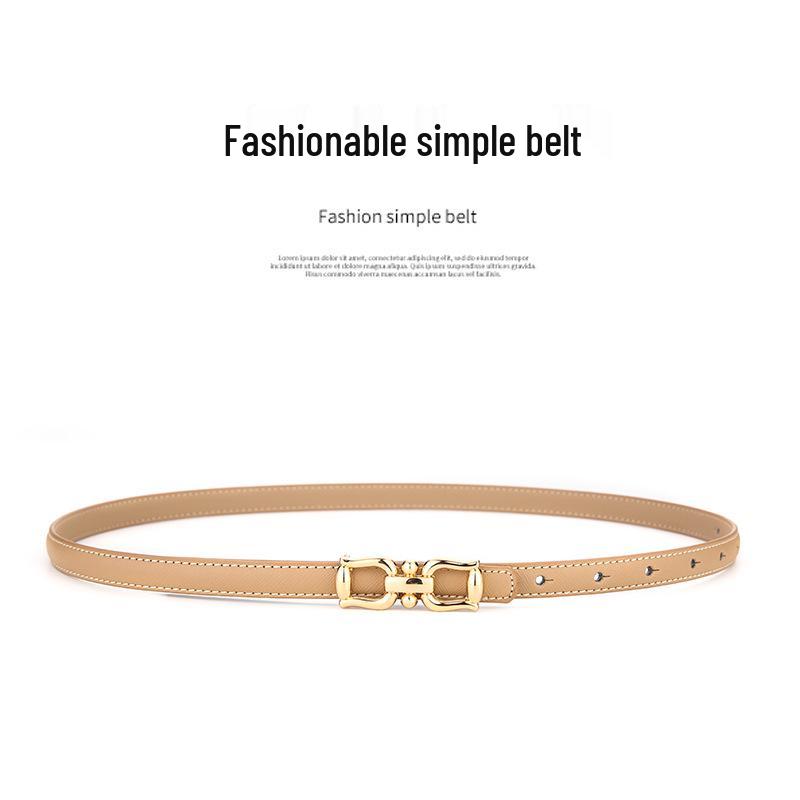 Women's Fashionable Genuine Leather Black Thin Belt for Skirt, Suit, Jeans - Versatile, Simple, Korean Style