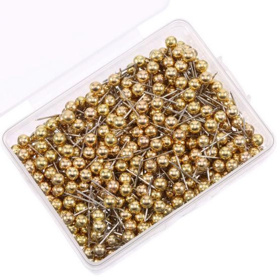 480/500Pcs Push Pin with Clear Plastic Box Metallic Color Round Ball Head Cork Bulletin Board Whiteboard Wall Map Photo Fixing Thumbtack Office