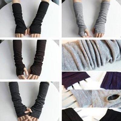 Crochet Stretchy Black Warmers Warm Fashion Female Unisex Trendy Long Arm Gloves Fingerless