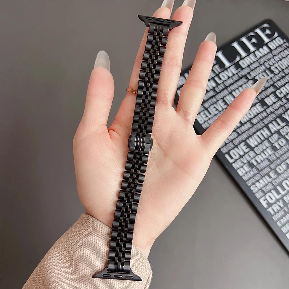Women Slim Straps for Apple Watch Ultra 2 49mm 10 46mm 42mm Stainless Steel Band Iwatch Series 9 8 7 6 5 SE 41mm 40 45mm 44 38mm