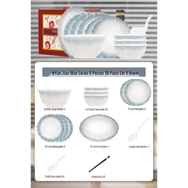 Naijiang Cloud Stream Blue Ripple Ceramic Dinnerware Set