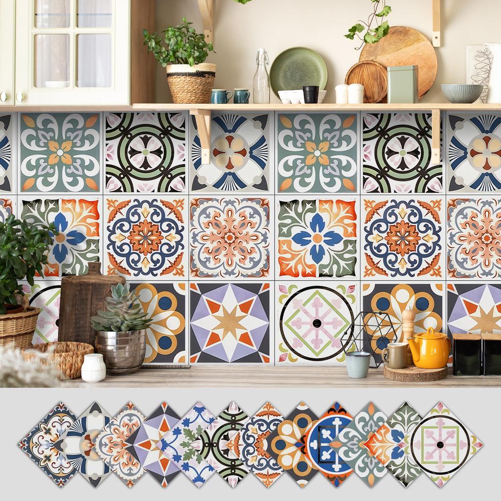 12 Self-adhesive Kitchen Waterproof and Oil-proof Wall Stickers, Bathroom Wall Decoration Renovation, Beautification Strong Wallpaper Stickers