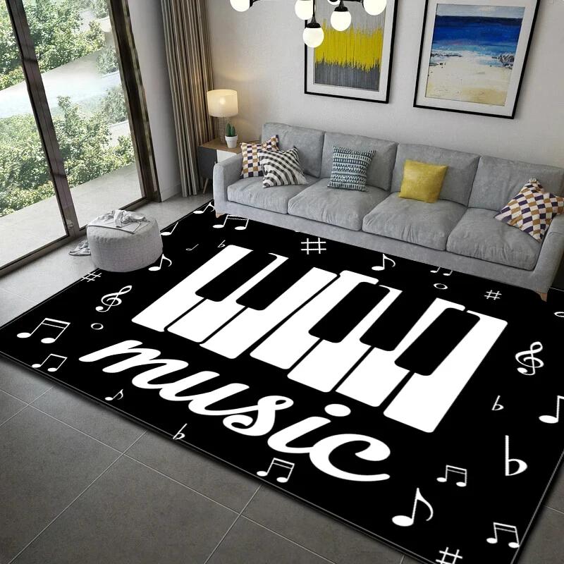 Music Note Area Rug Vintage Music Theme Rugs Non-Slip Floor Mat Door Mats Carpet for Living Room Bedroom Home Decoration