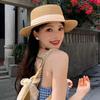 Elegant Ribbon Straw Hat for Women British Style Wide Brim Sunshade Panama Hats Female Lady Outdoor Travel Beach Cowboy Cap