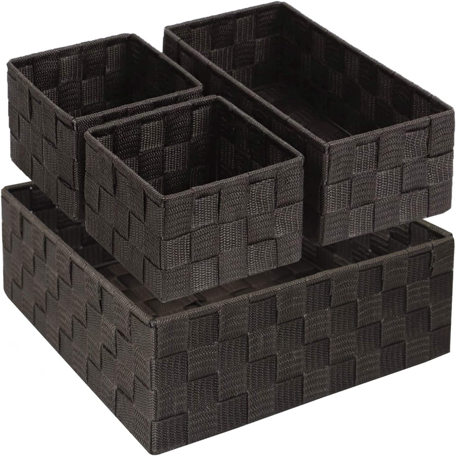 ZGNWRHVA Плетеные коробки для хранения Кубические корзины Контейнеры-корзины Сумки-тоут Органайзеры Разделители для ящиков шкафов полок и комодов Набор из 4 бр 5370₽