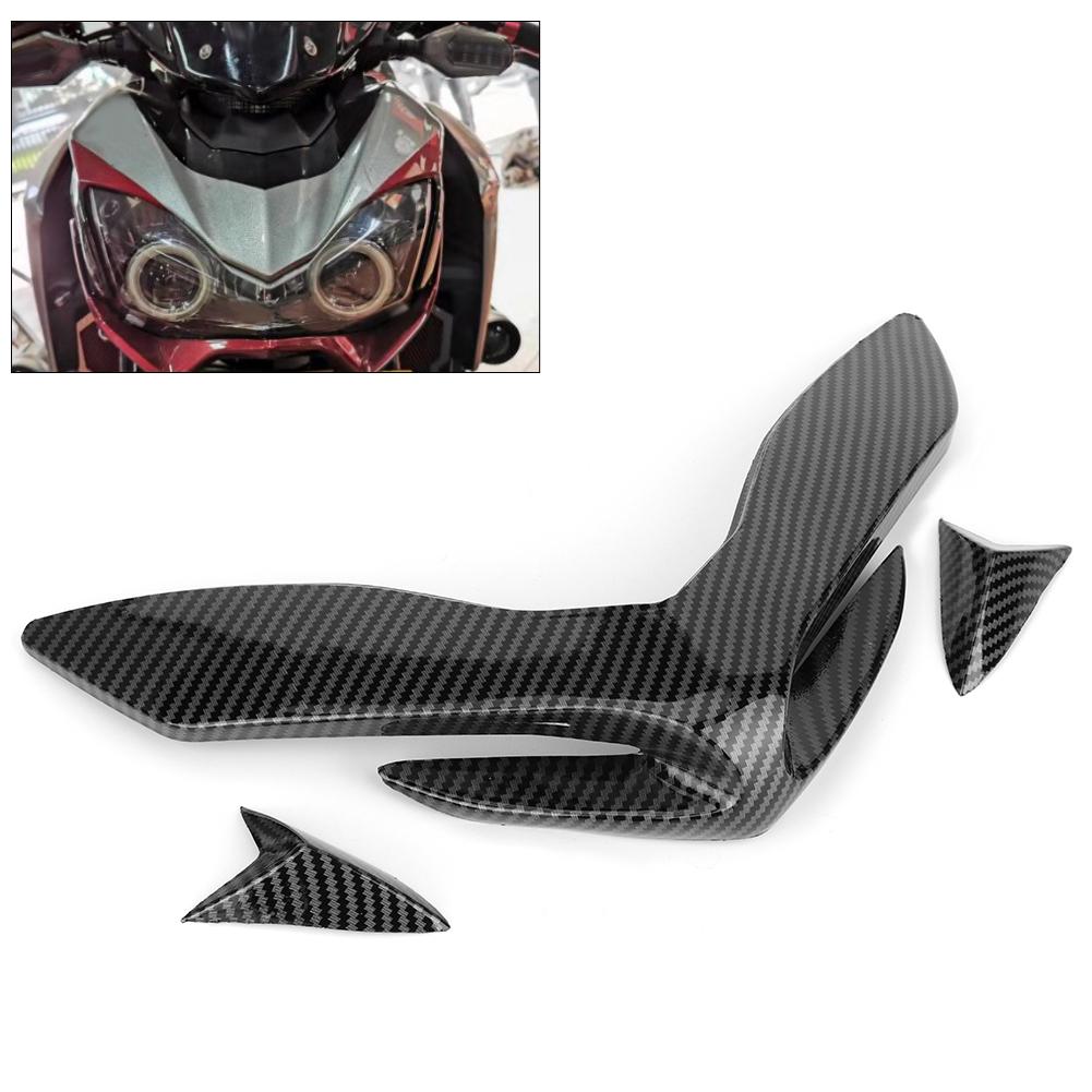 Motorcycle Front Headlight Nose Decoration Cover Protector Fits for Kawasaki Z900 2017 2019Carbon Fiber Style