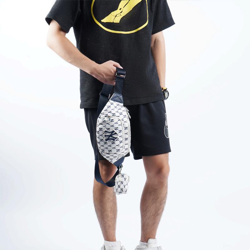 New MLB Monogram Collection Polyester Combo Bag, One Shoulder Crossbody Fanny Pack Regular Unisex Cream White 3AHSM012N-50CRS