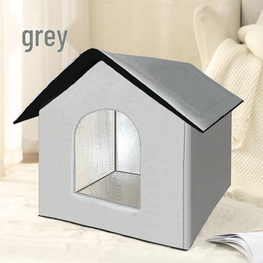 

Водонепроницаемая уличная кровать для кошек и собак - Домик для бездомной кошки, Холодостойкий и теплый, Ткань Оксфорд, Универсальное гнездо для питомца на четыре сезона. Gray