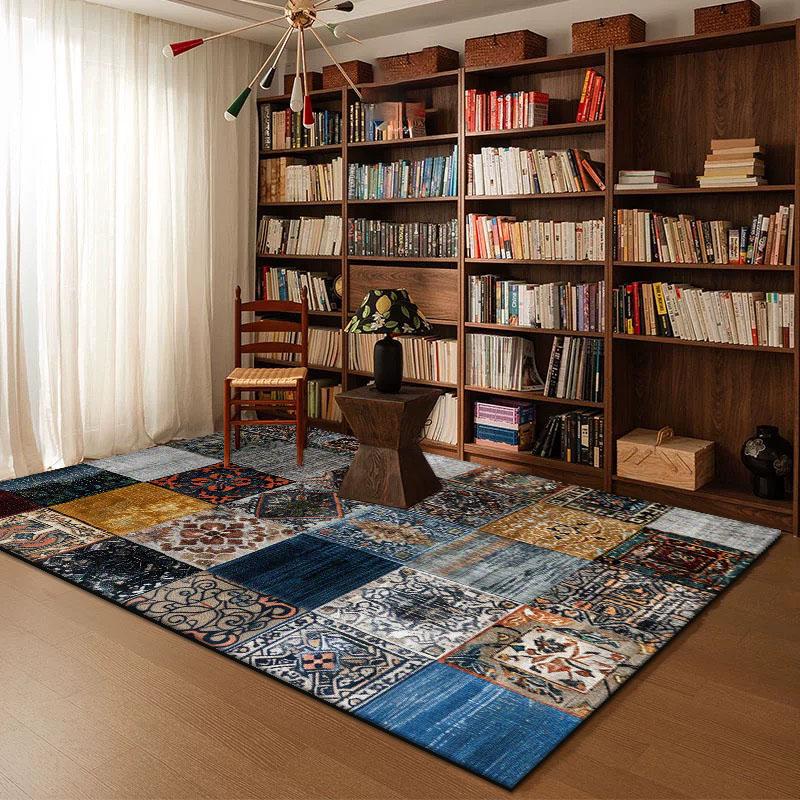 Geometrischer abstrakter Teppich für Wohnzimmerdekor Arbeitszimmer zu Hause Große Flächenteppiche Schlafzimmer Bettseite Waschbar Rutschfest Weiche Bodenmatte