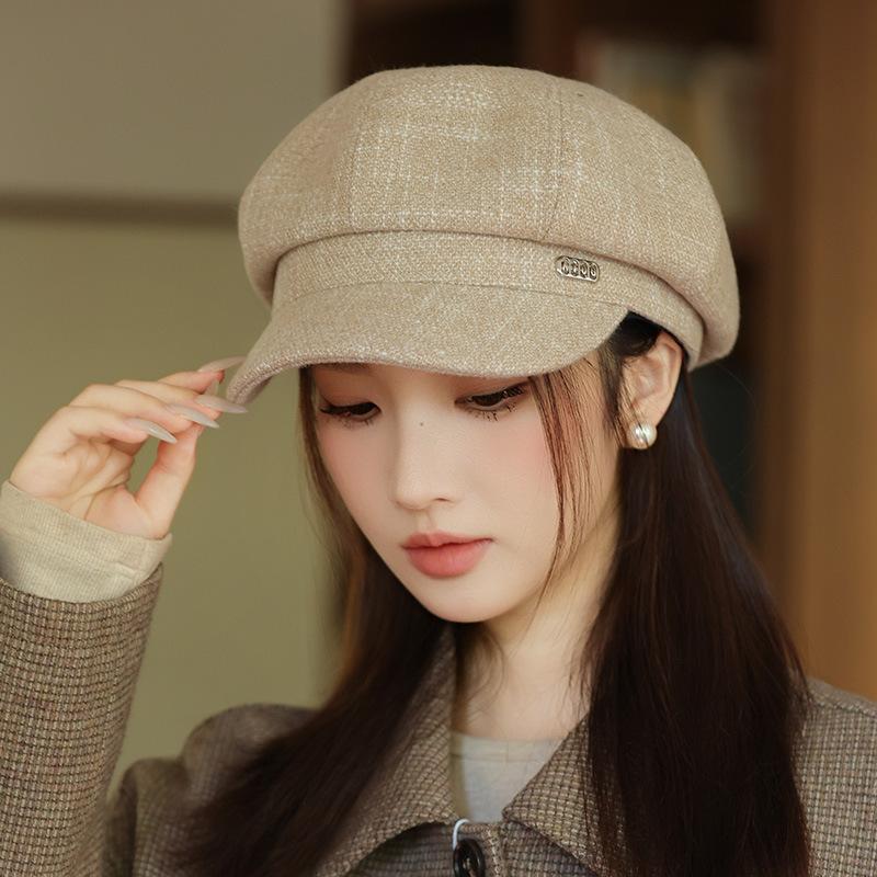New Big Brim Showing Face Small Octagonal Hat Autumn and Winter Hat Women's High-end Sense Cap Temperament Versatile Beret
