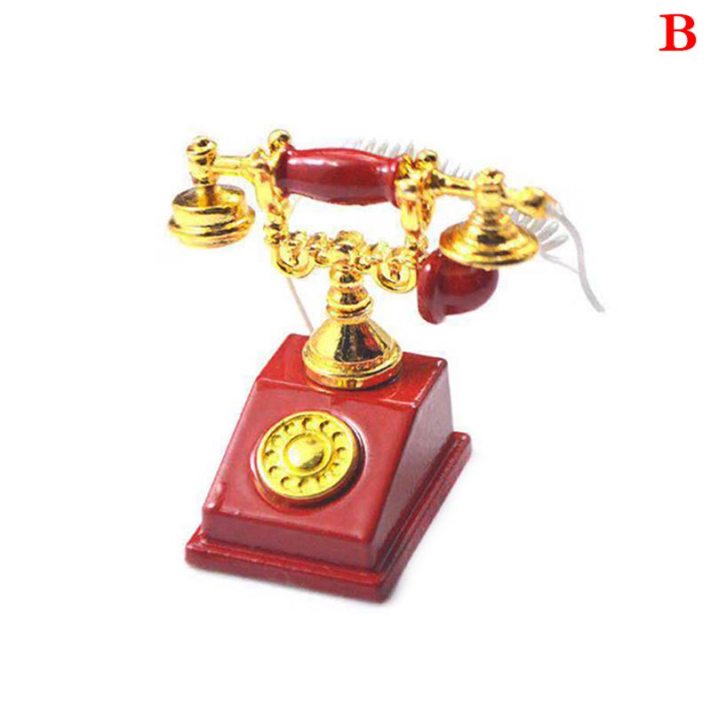 1:12 Doll House Accessories Retro Nostalgic Phone Model Simulation Life Scene