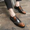 Fashion Block Shoes Men Pointed Patent Leather Black Brown European Youth Style Business Fashion Formal Shoes Size 38-48 Men Shoes