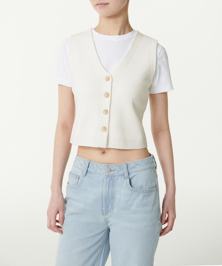 Musinsa Standard Woman Women'S Mini Boucle Button Knit Vest [Ivory]