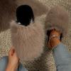 Fashion Closed Toe Fluffy Fur Slippers for Women Winter Plush Warm Indoor Home Slippers Woman Lightweight Flat Heels Couple Furry Slides
