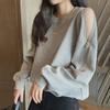 2023 Off-Shoulder Loose Fit Korean Style Women's Round Neck Zipper Sweatshirt for Fall/Winter