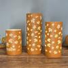 Glass LED Electronic Light Engraved Real Glass Cup LED Flickering Candle For Home And Holiday Decoration