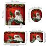 Santa Claus Shower Curtain Set with Non-Slip Rugs Polyester Waterproof Christmas Decorations Bathroom Accessories with 12 Hooks