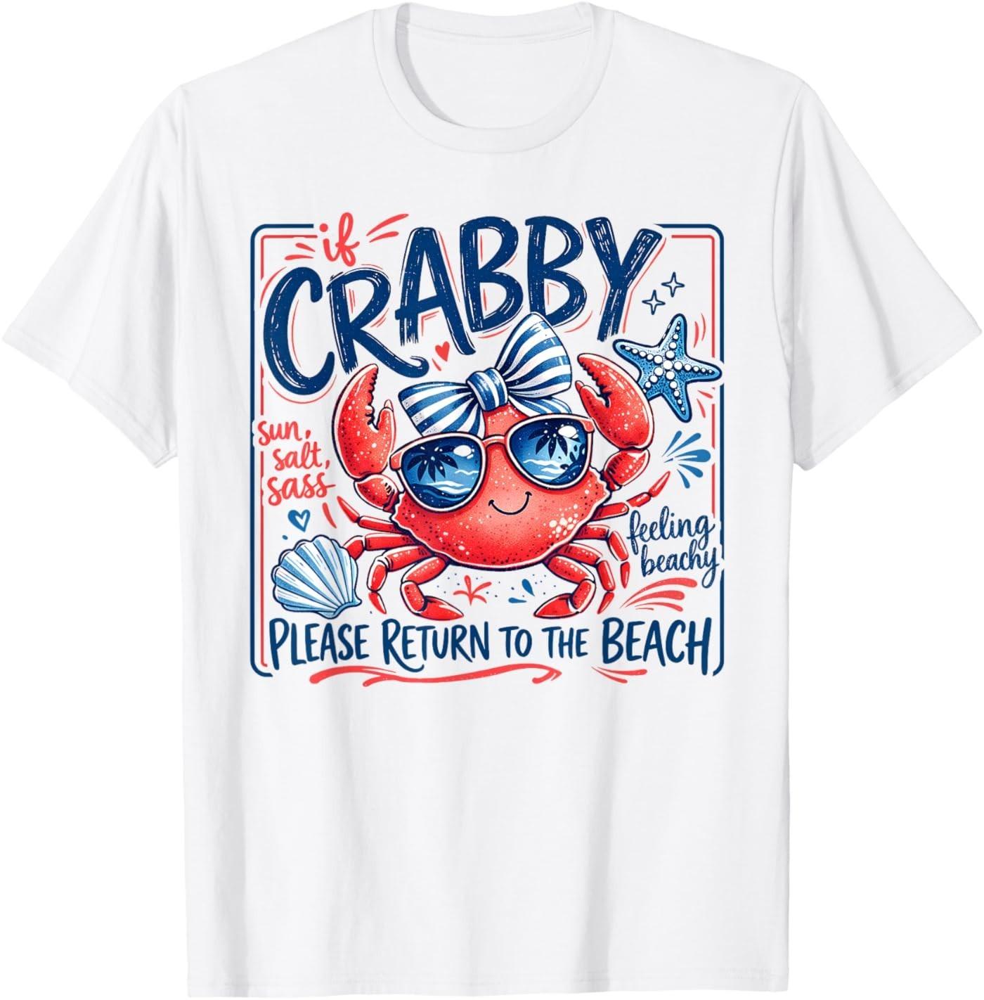 If Crabby Please Return to The Beach, Feeling Beachy T-Shirt S разноцветный