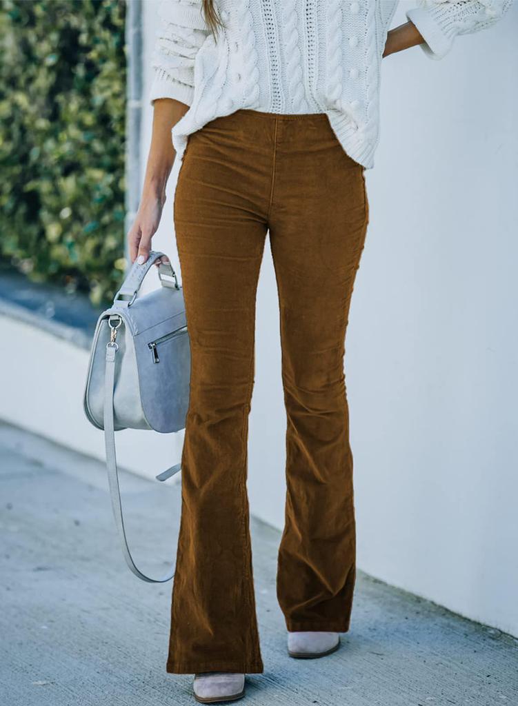 Spring 2025 Women's High-Waisted Micro-Flare Corduroy Pants