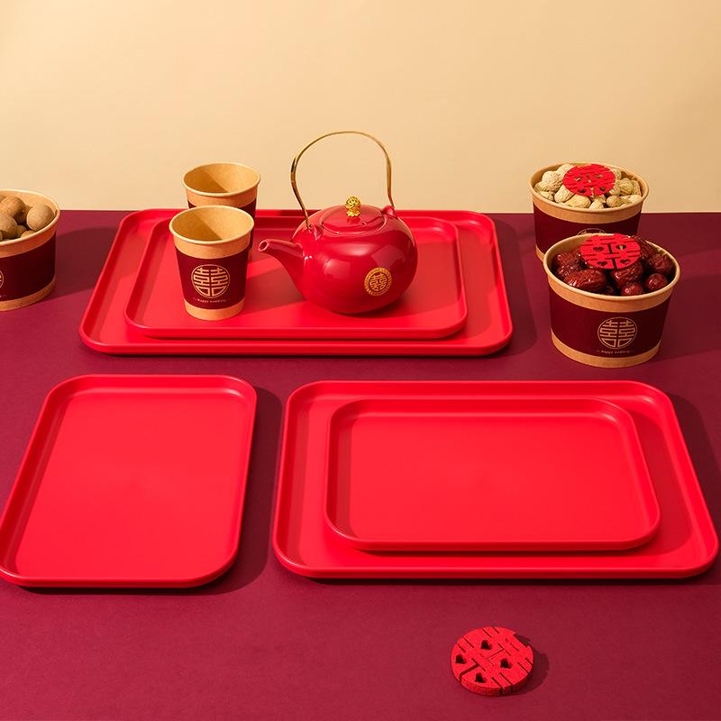 Fruit Plate, Living Room, Happy Candy Plate, Happy Plate For Wedding, Red Engagement Tray, Tea Wedding Supplies Daquan