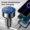 Car USB Charger 6 In 1 Digital Display Charger 4USB+2PD Multi-Port Fast Charging Cars Charger for DC12-24V Car Power Socket