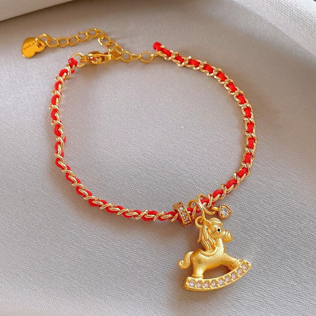 New Chinese style red braided rope natal year pony pendant bracelet bracelet personalized jewelry