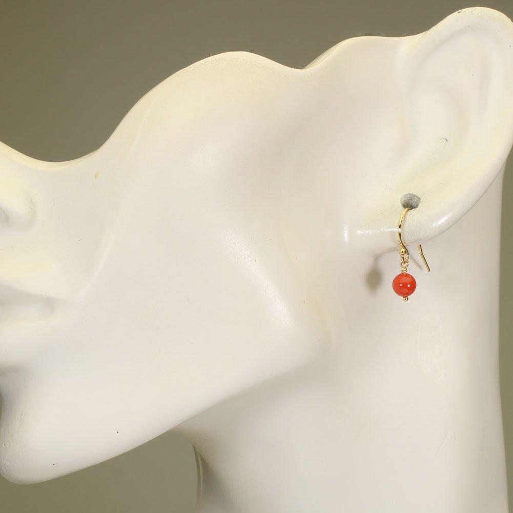 Mediterranean Coral Earrings Round Ball Hook Gold Filled Undyed