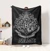 Custom Name Hogwarts Crest Flannel Blanket Throw Blanket Soft Warm Sofa Bed home Decor Unique Gift