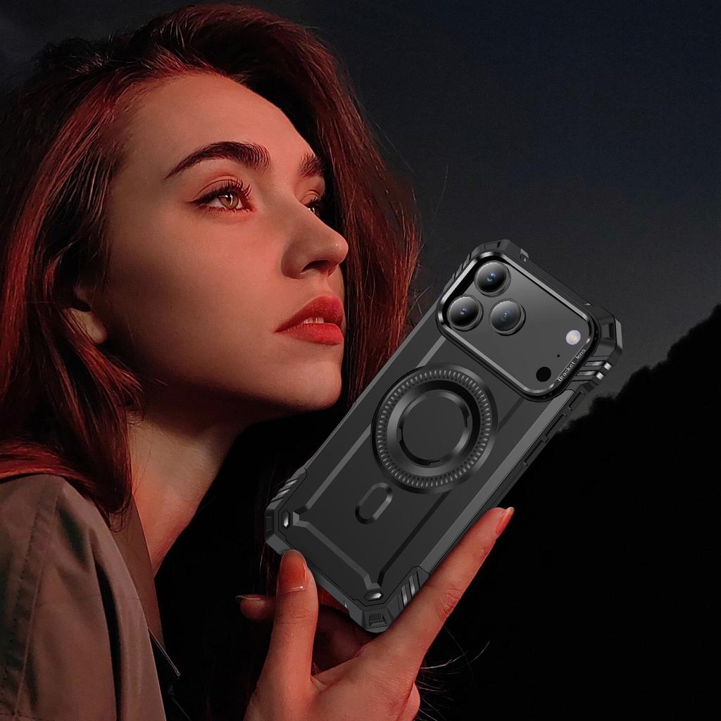 Funda Negra Dura de Grado Militar para Iphone 17 Pro Max Air 16 15 Plus Iphone17 14 13 12 Pro Iphone16 Cubiertas para Teléfono Móvil