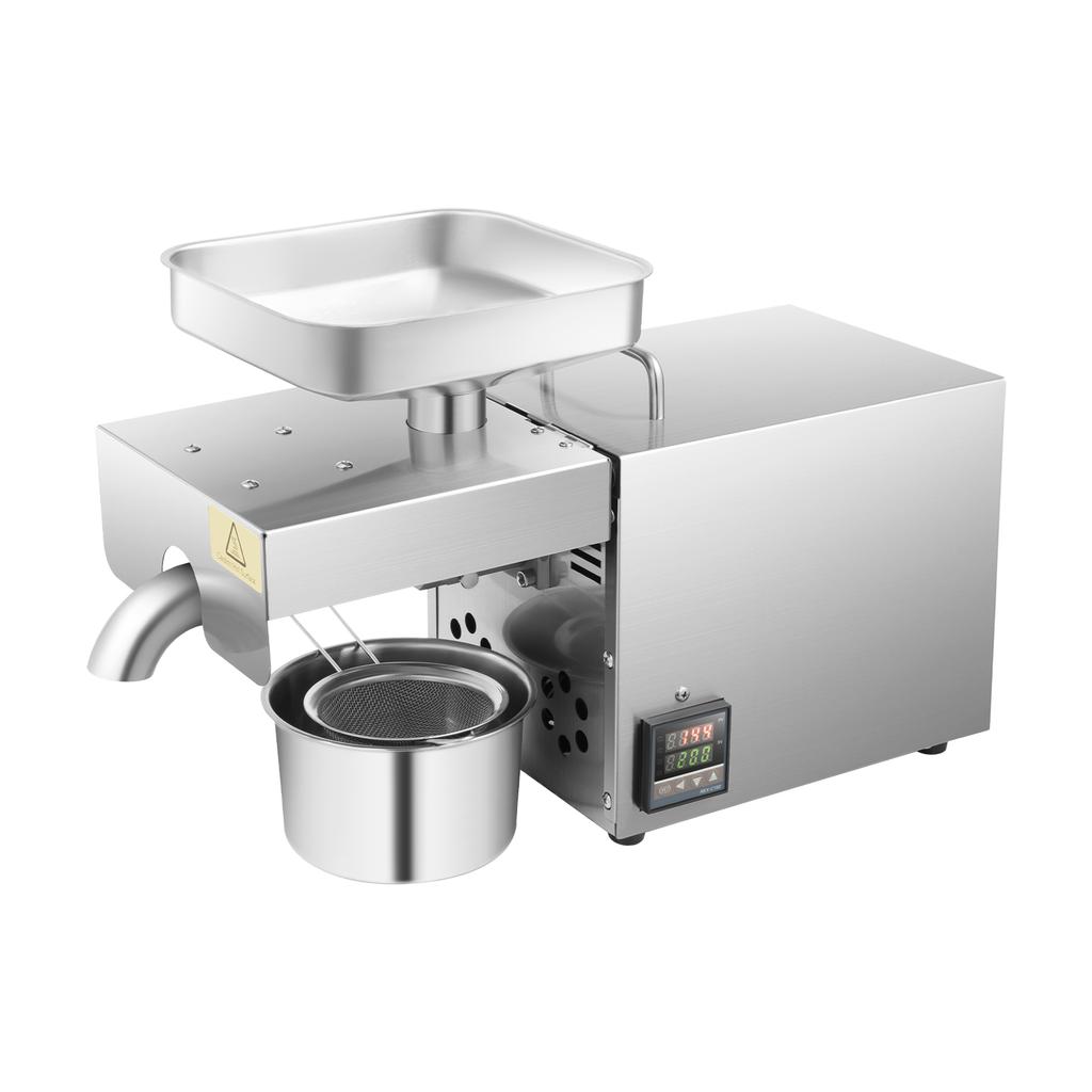 Home Oil Press Machine 610W Automatic Hot/Cold Press 304 Stainless Steel for Peanut Sesame Almond Oil Maker 110V 8.8lbs/h