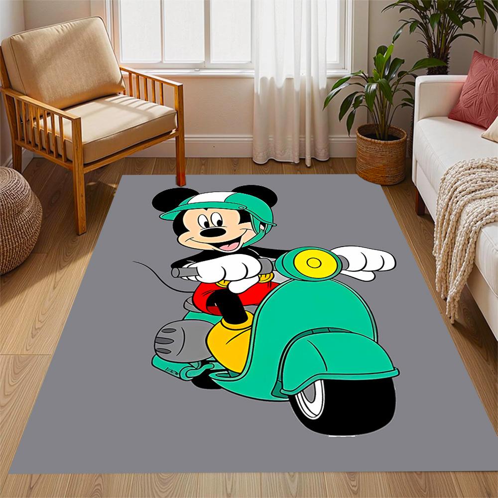 Mickey Mouse Castle Fantasy Disney Cartoon Theme Anti-Slip Rug - Polyester, Home Decor, Suitable for Bedrooms, Living Rooms, Doorways, and Studios