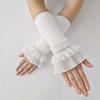 Elastic Fingerless Gloves Muti-Layer Lace Long Arm Fake Sleeves Sweater Decorative Horn Cuffs Girls Clothing Accessories