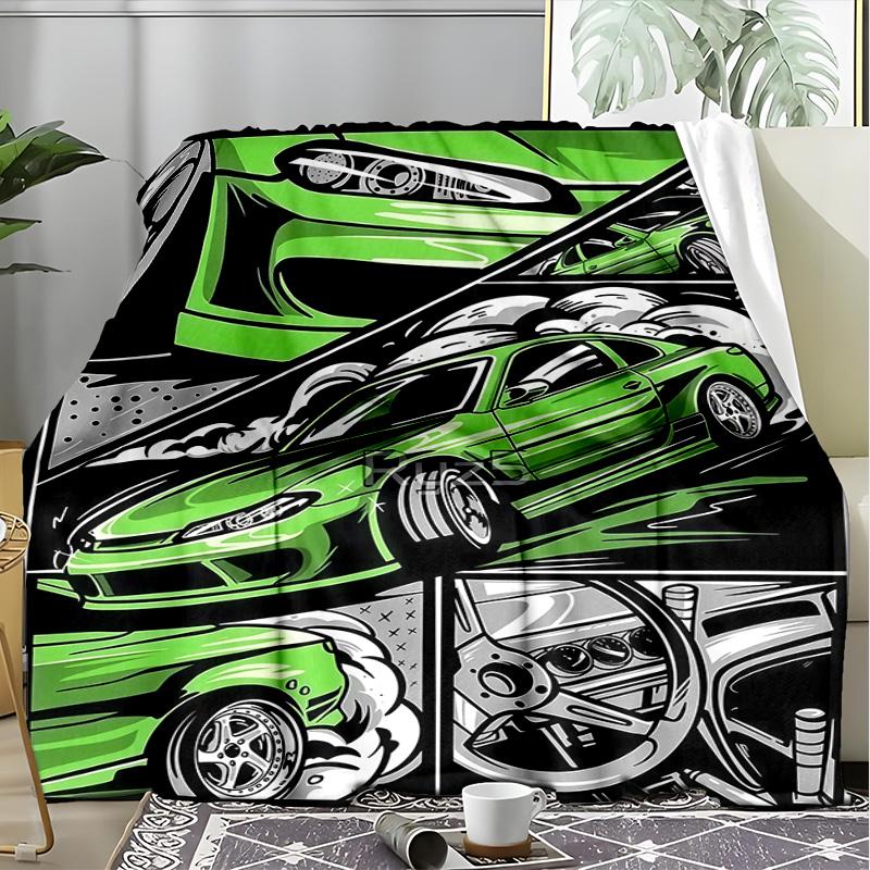 Cartoon City Traffic Scene Fleece Printed Flannel Blanket, Warm Soft Throw Sofa Bed Blanket