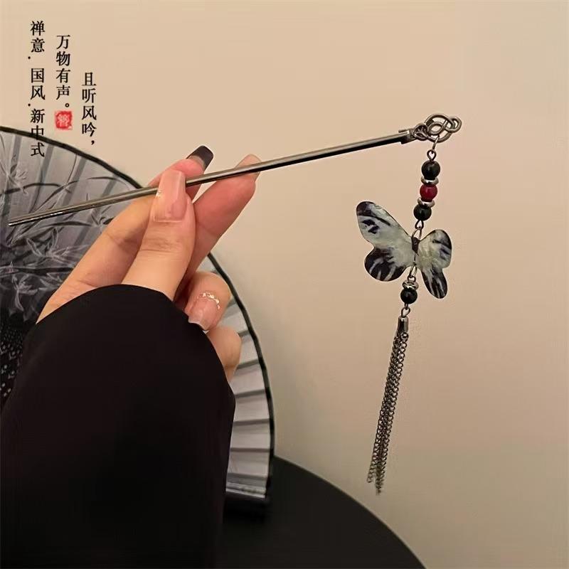 Vintage Metall Blume Schmetterling Haarnadeln für Frauen Elegant Chinesischer Stil Essstäbchen Haarstab Mädchen Haarschmuck Zubehör Werkzeuge