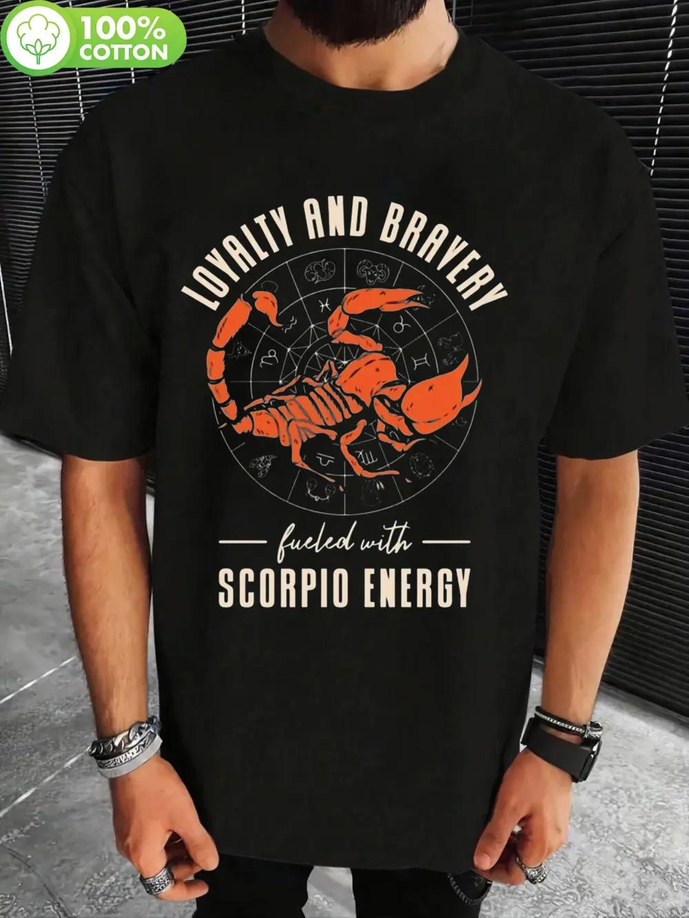 Vintage Scorpio Zodiac Graphic T-shirt - 100% Cotton Black Tee with Orange Scorpio Design XXL