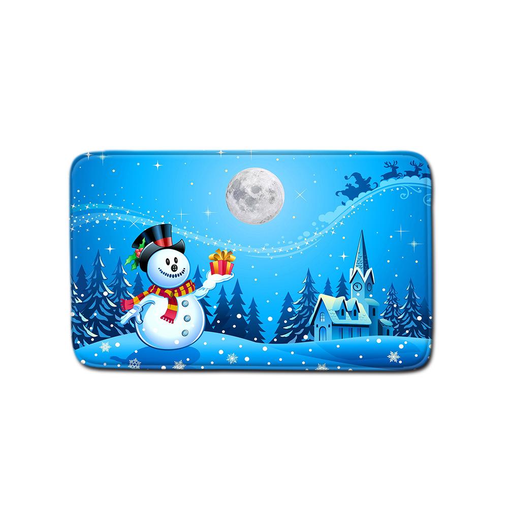 Christmas Shower Curtain Floor Mat Combination Four-Piece Set Bathroom Toilet Carpet Shower Room Mat Foot Mat