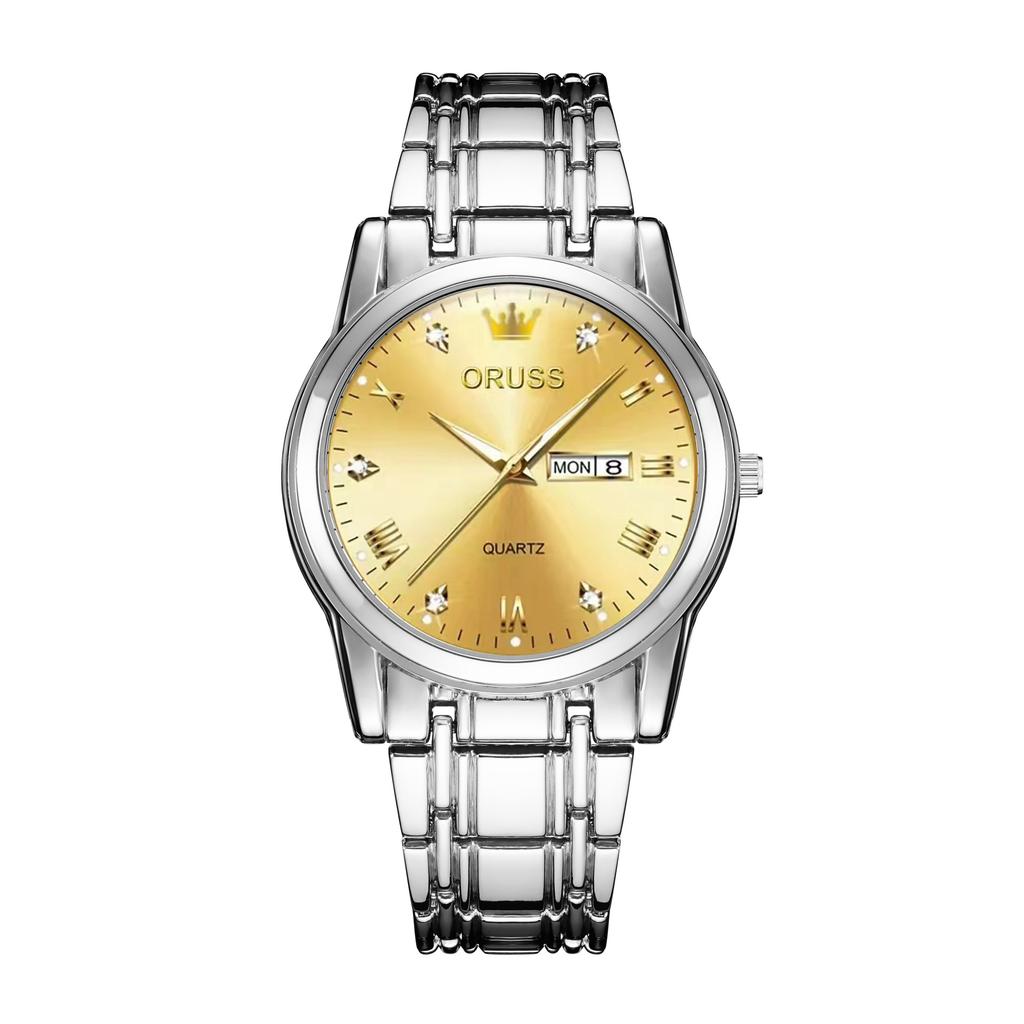 Men'S Fully Automatic Quartz Watch Luminous Waterproof Calendar Diamond-Encrusted Business Men'S Watch