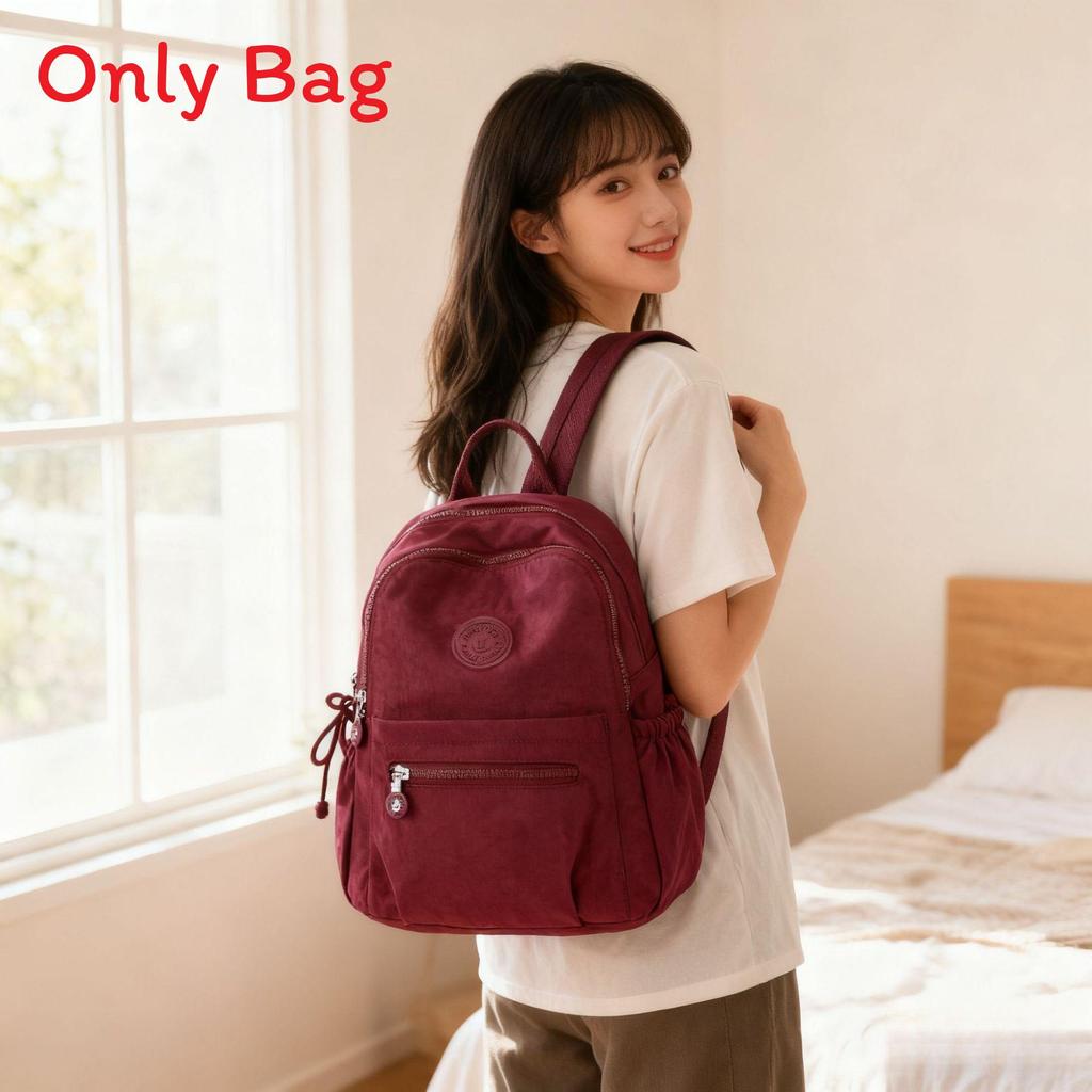

Fashionable Nylon Oxford Bag With Zipper Pocket And Soft Structure For Casual Wear Burgundy