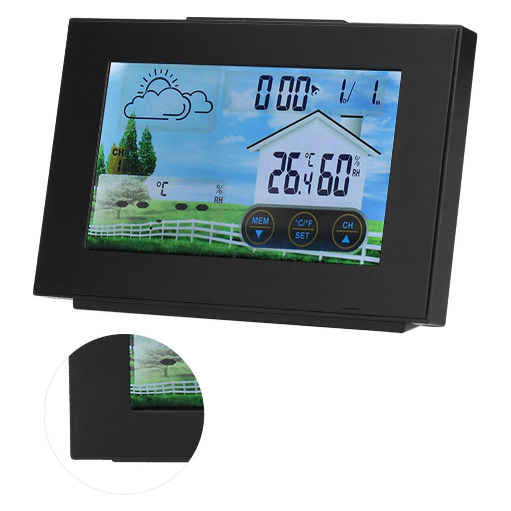 Weather Clock with Color Touch Screen Backlight Indoor Outdoor Thermometer Hygrometer Weather