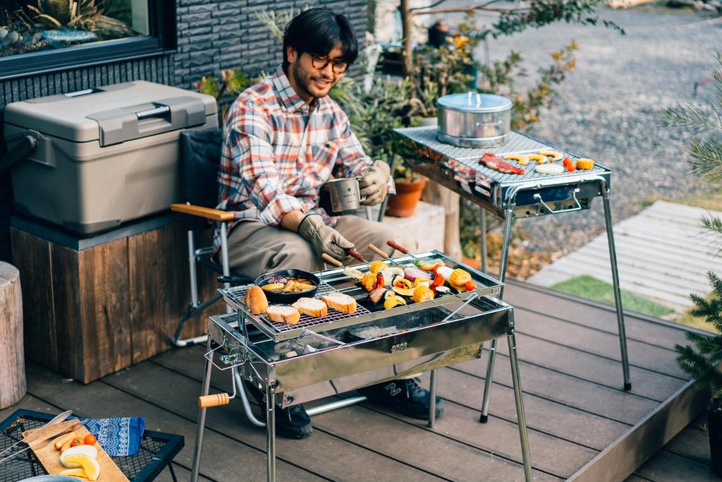 Onoe Seisakusho Evolve BBQ Stove 65HL Unit M Height Adjustable 29 X Bonfire Stand Grill BBQ Stove Camping (ONOE) - EV-65HL [1 (mesh 61cm) Equipment]