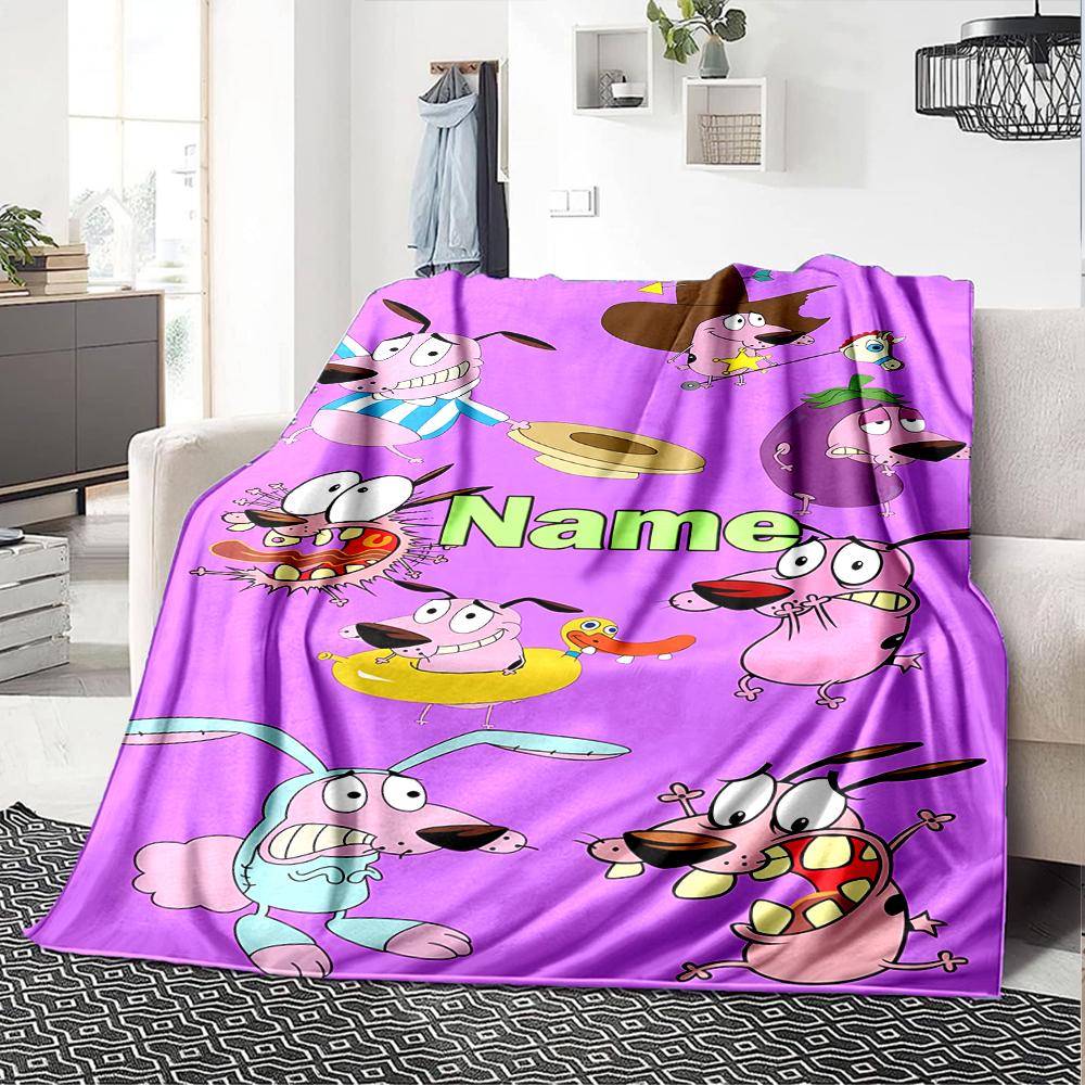 Customiz Name Personality Courage the Cowardly Dog Blanket Soft &Warm Sofa Office Bed Travel Lunch Break Blanket, Gift Suitable All Seasons