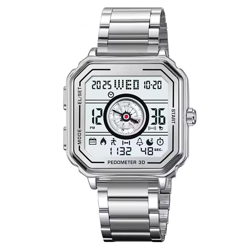 

Men s Watch Multifunctional Clock Business Steel Belt Electronic Wristwatch