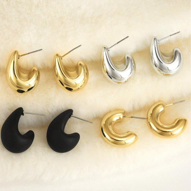 4Pair/Set Vintage Glossy Thick Acrylic Water Drop Stud Earring Fashion Creative Tear Drop Earrings Women's Elegant Party Jewelry