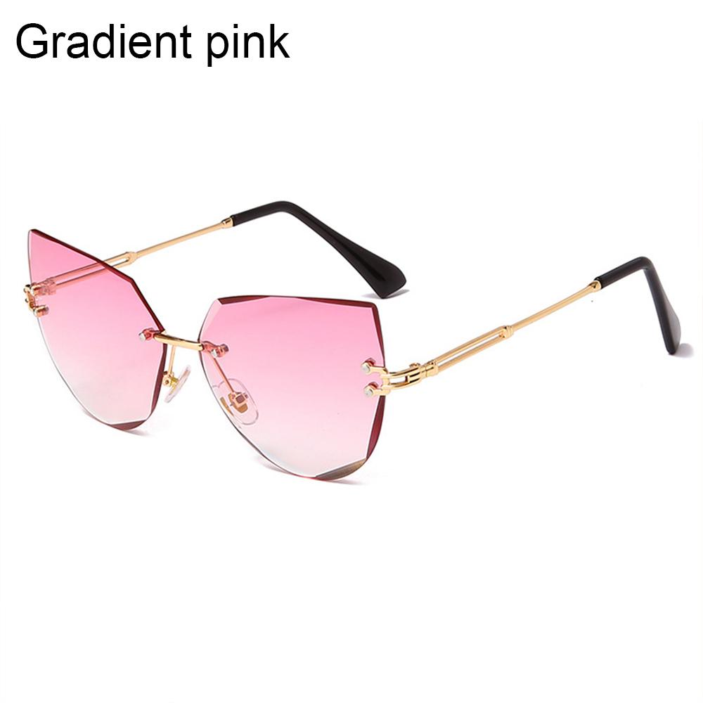 Fashion Eyewear Uv400 Women Metal Sunglasses Cat Eye Sunglasses Rimless Shades
